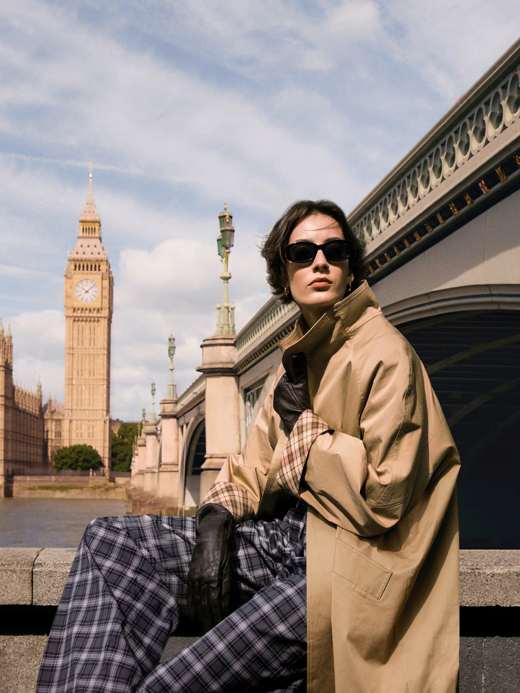 Cotton Color Block Cuffs Unisex Trench Coat | GOELIA