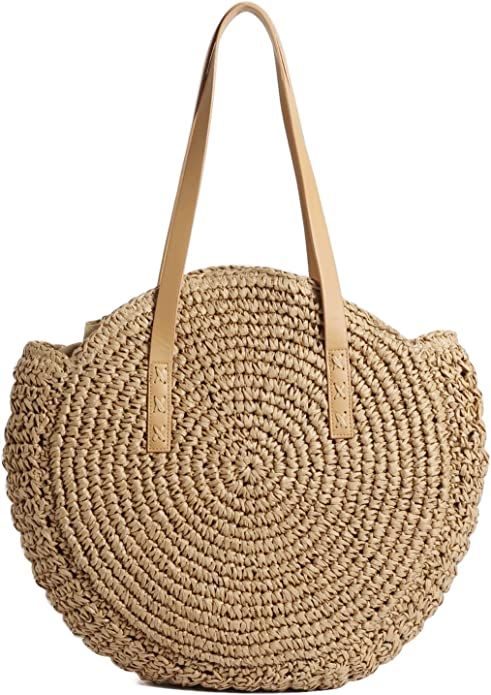 CWCYYDSYY Straw Beach Handbags Summer Handmade Round Corn Woven Shoulder Tote Bohemia Bags Purse ... | Amazon (US)