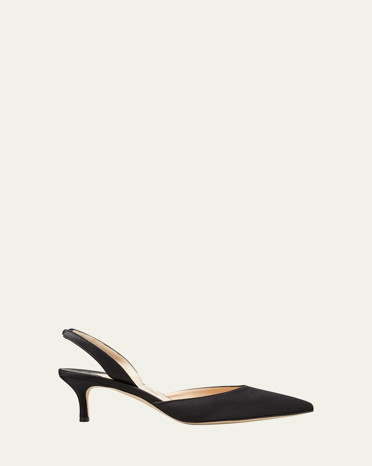 Carolyne Satin Low-Heel Slingback Pumps, Black | Bergdorf Goodman