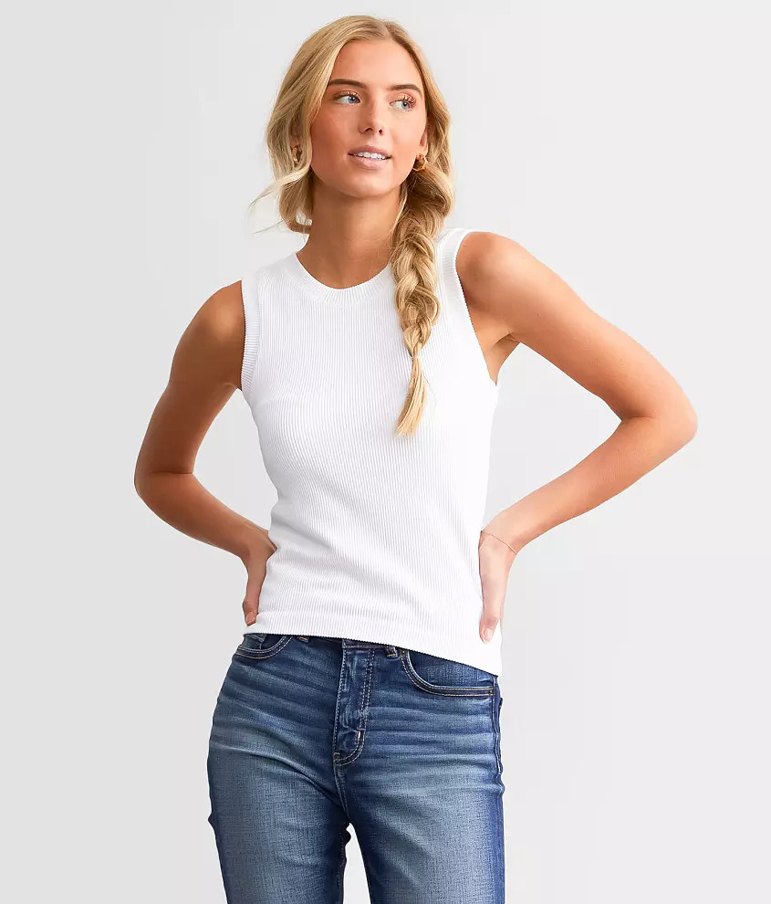 The High Neck Ribbed Contour Tank Top | Buckle