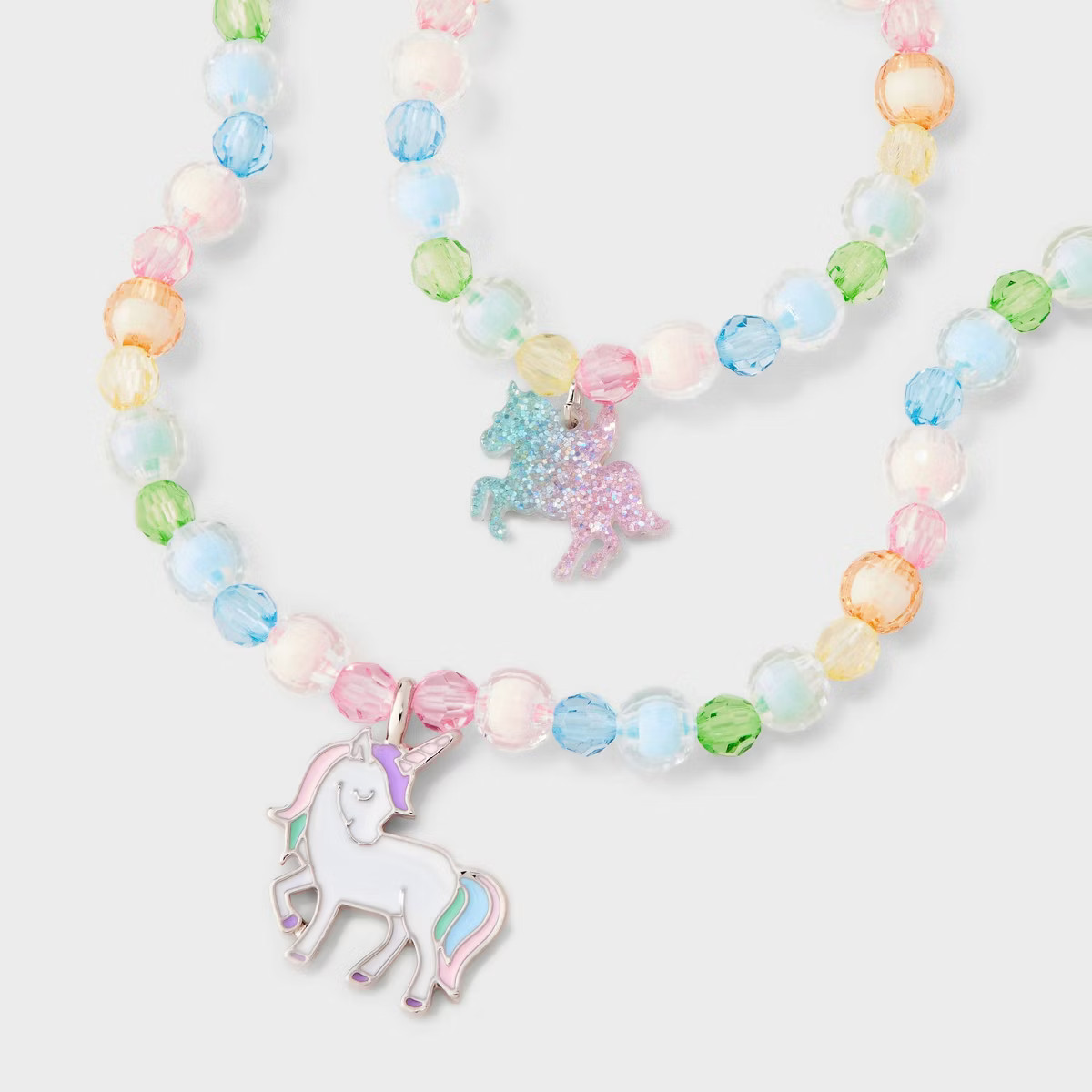 Toddler Rainbow Unicorn Necklace & Bracelet - Cat & Jack™: Beaded Set, Snap Closure, Iron & Acr... | Target
