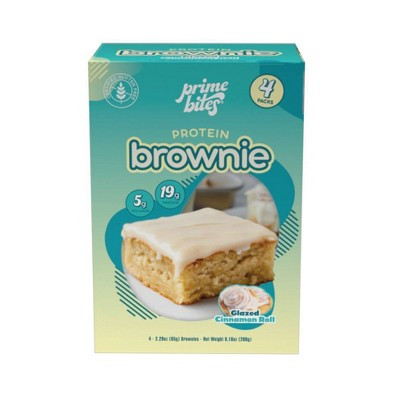 Prime Bites Glazed Cinnamon Protein Brownie - 19g Protein - 9.16oz/4ct: Chewy, Ready to Eat | Target