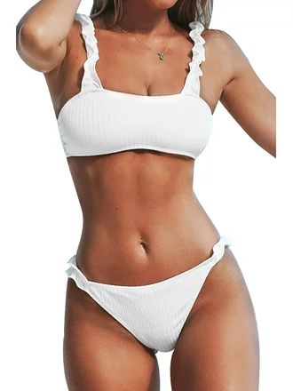 Charmo Bikini Bathing Suits for Women Floral Swimsuit Top Swimwear with Bikini Bottom | Walmart (US)