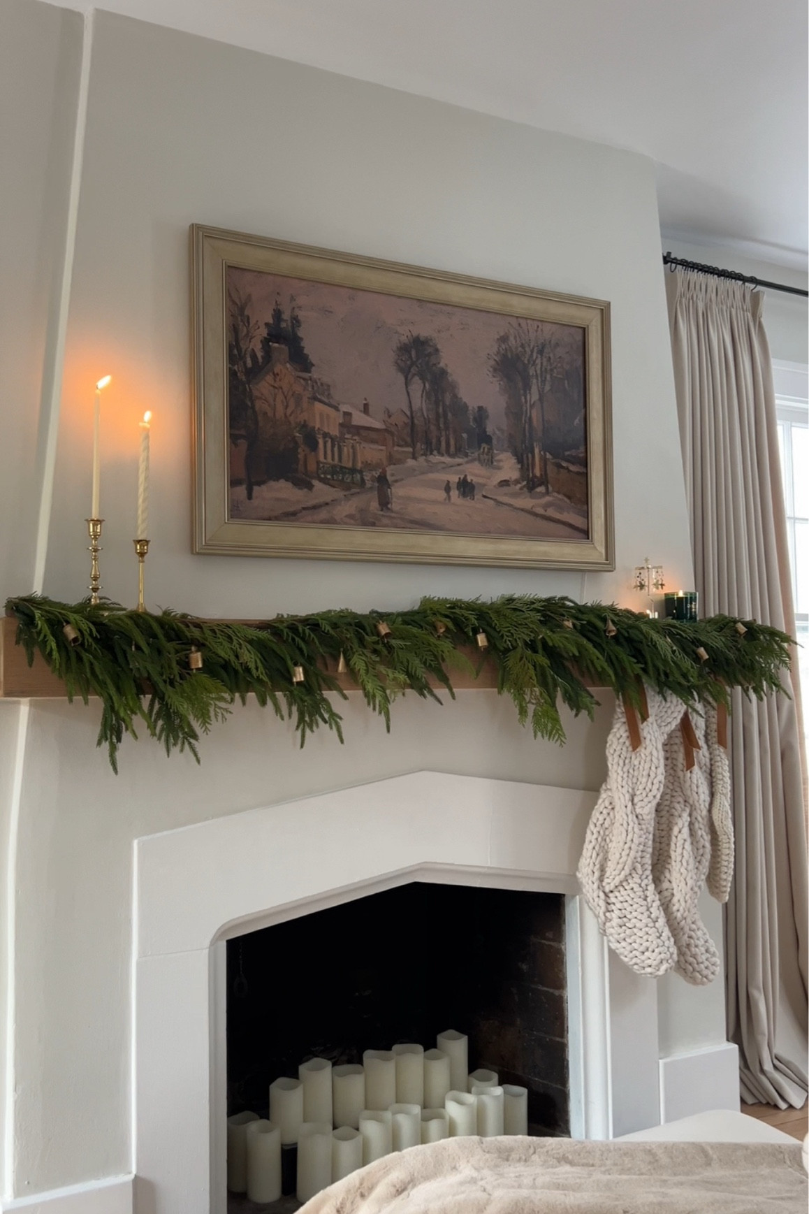 Our Christmas mantel ✨🤍🕯️ 

#LTKHoliday #LTKHome #LTKSeasonal