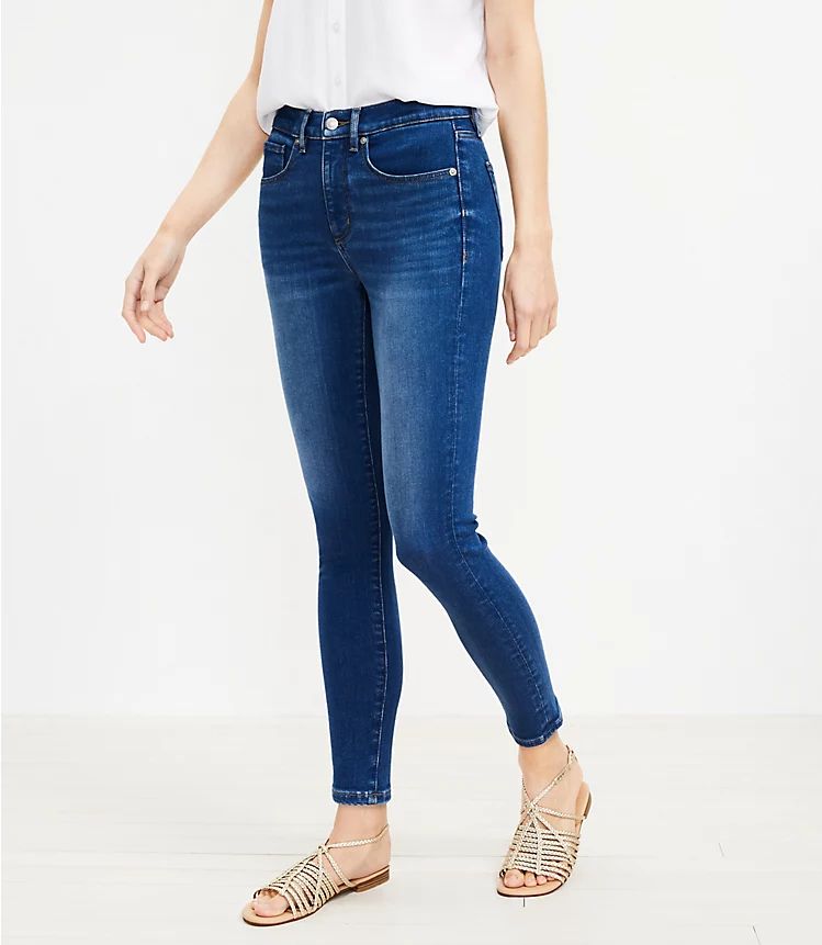 Curvy Mid Rise Skinny Jeans in Bright Mid Indigo Wash | LOFT