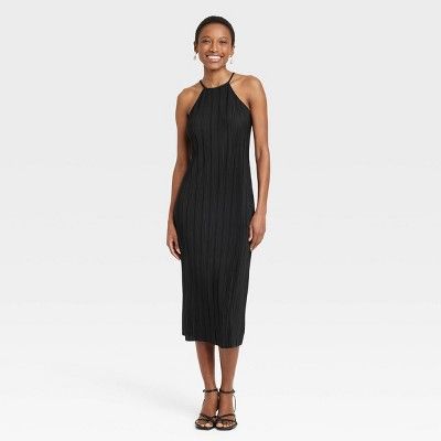 Women's Knit Plisse Midi Shift Dress - A New Day™ | Target