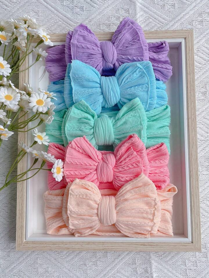 5pcs Cute Double-layered Bowknot Design Baby Hair Bands For Toddler Girls | SHEIN