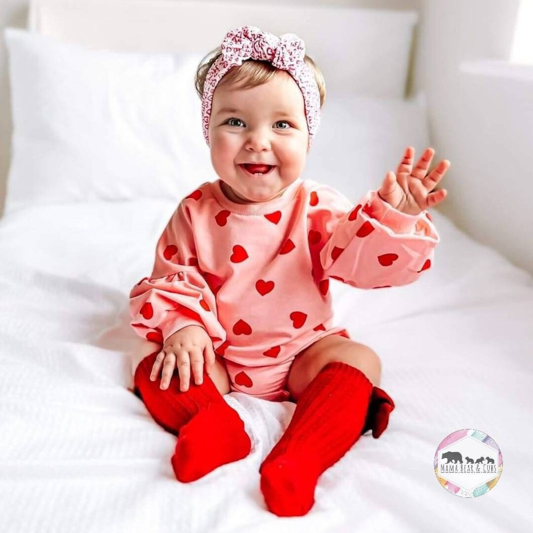 Baby Valentines Romper | Baby Valentines Outfit | Valentines Day Babygrow | Pink Heart Romper| Va... | Etsy (US)