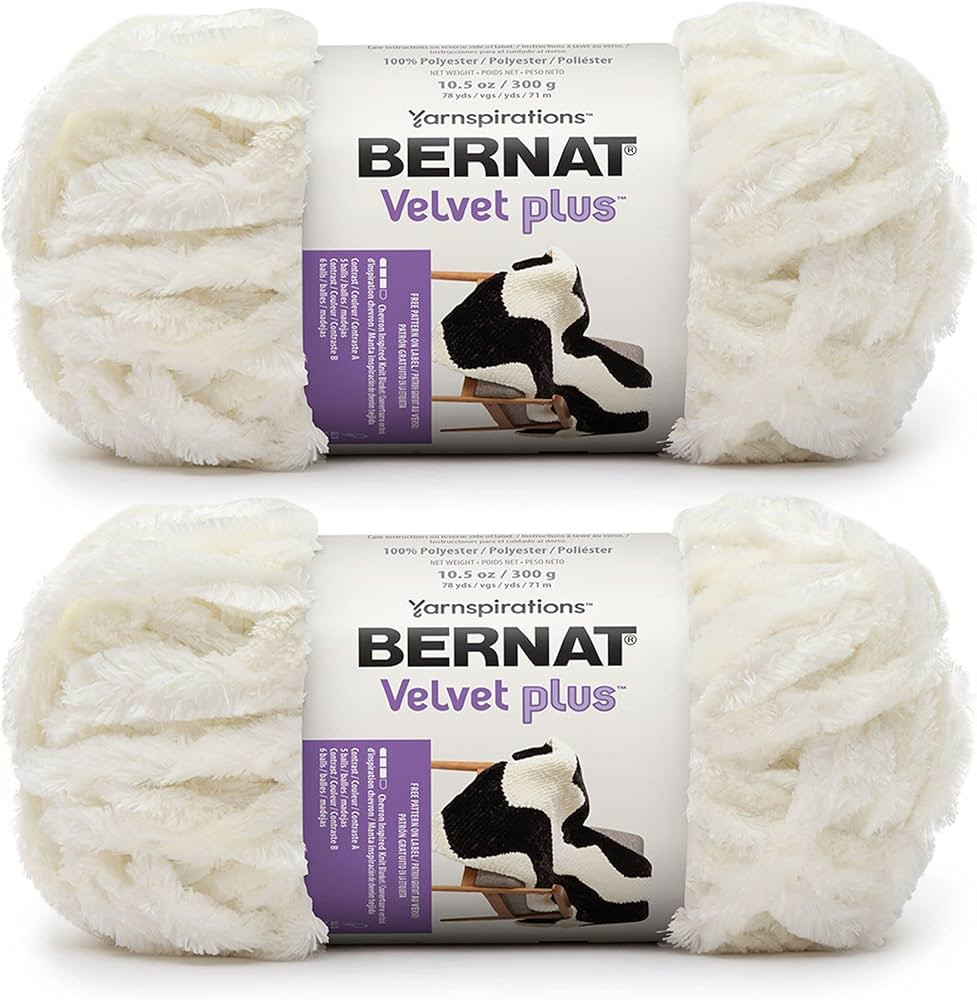 Bernat Velvet Plus Cream Yarn - 2 Pack of 300g/10.5oz - Polyester - 6 Super Bulky - Knitting/Croc... | Amazon (US)