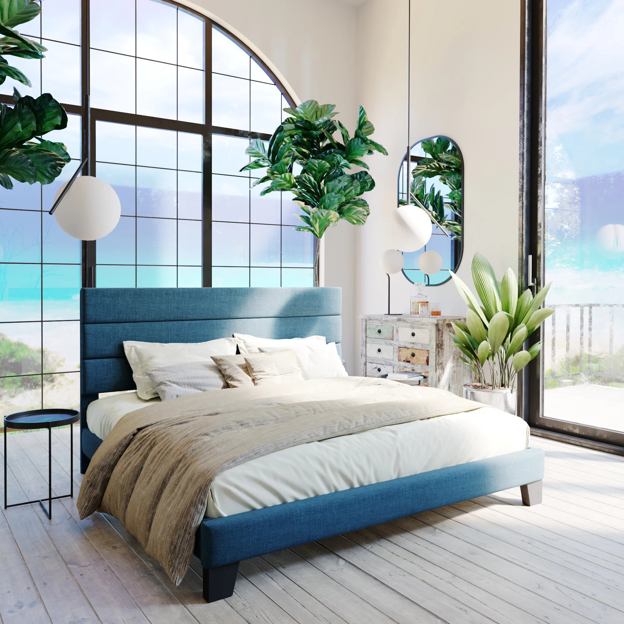 Elison Platform Bed with Fabric Upholstered Headboard and Wooden Slats | Wayfair North America
