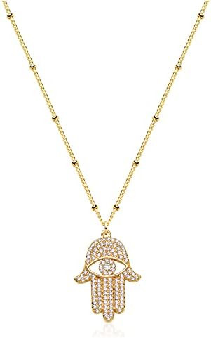 MEVECCO Gold Dainty Evil Eye Necklace for Women 18K Gold Plated Cute Delicate Solitaire Cubic Zir... | Amazon (US)
