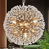 Durent Lighting Modern Globe Chandelier, 6-Light Gold Dandelion Crystal Chandelier Light Fixture, Fi | Amazon (US)