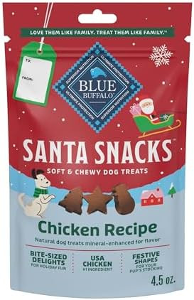 Blue Buffalo Santa Snacks Soft-Moist Dog Bits for Training, Chicken, 4.5-oz Bag | Amazon (US)