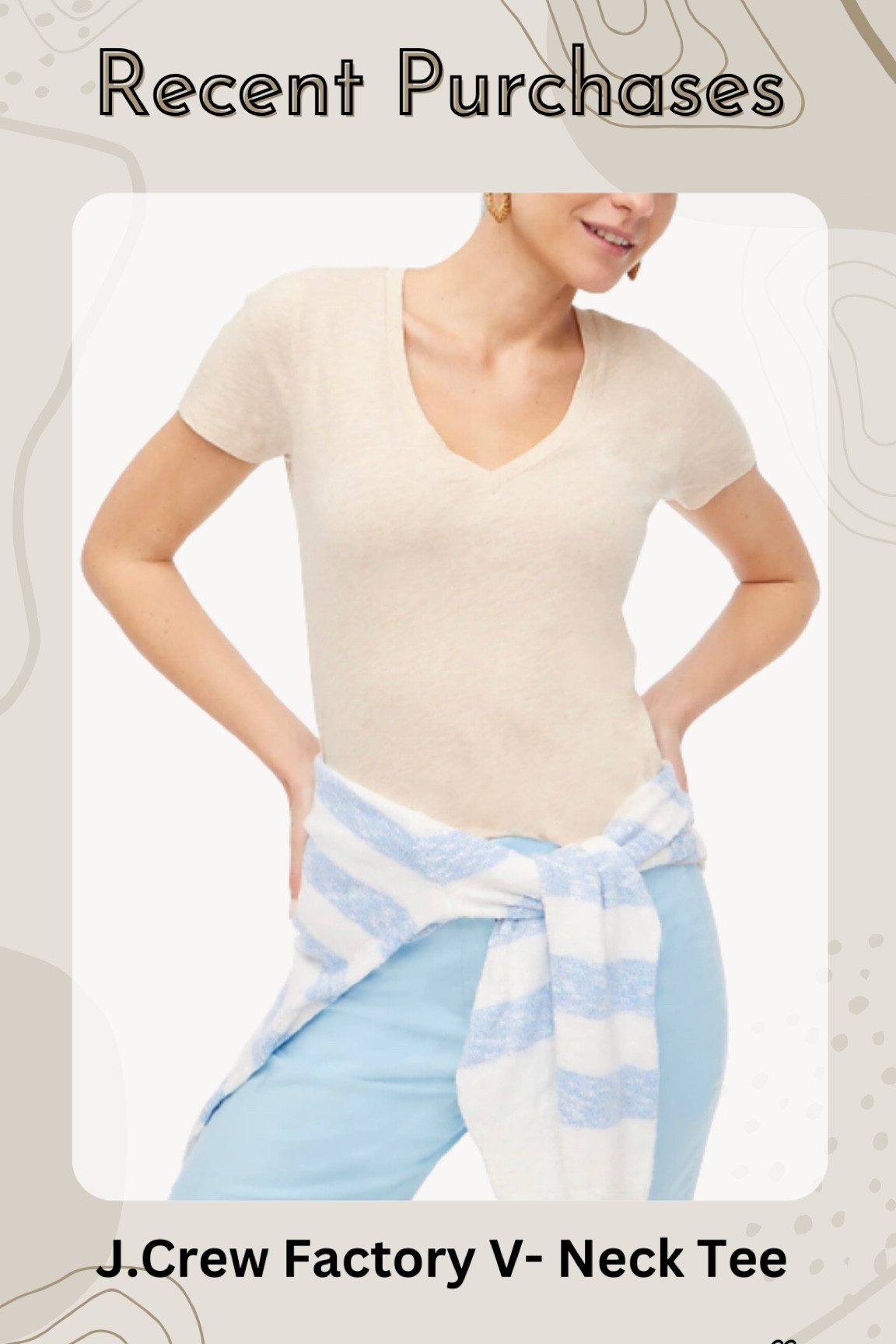 Recent Purchases - J. Crew Factory V-Neck Tee

LTKunder100 / LTKunder50 / LTKcurves / LTKworkwear / LTKsalealert / j crew / j crew factory / beige t-shirt / beige blouse / plus size t shirt / plus size blouse / plus size beige blouse / fall outfit / fall outfits / basics / basic / basic tee / basic t shirt / fall style / sale / sale alert / fall blouses / fall blouse / fall tops / fall top / outfit ideas / outfit idea / fall outfit inspo / outfit inspo

#LTKplussize #LTKSeasonal #LTKstyletip