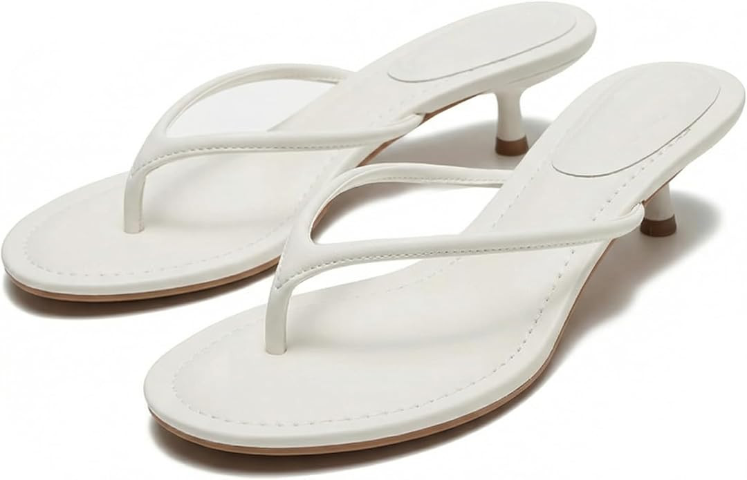 Suede Flip Flops for Women Open Round Toe Thong Heeled Sandals Low Kitten Heels Comfortable Summe... | Amazon (US)