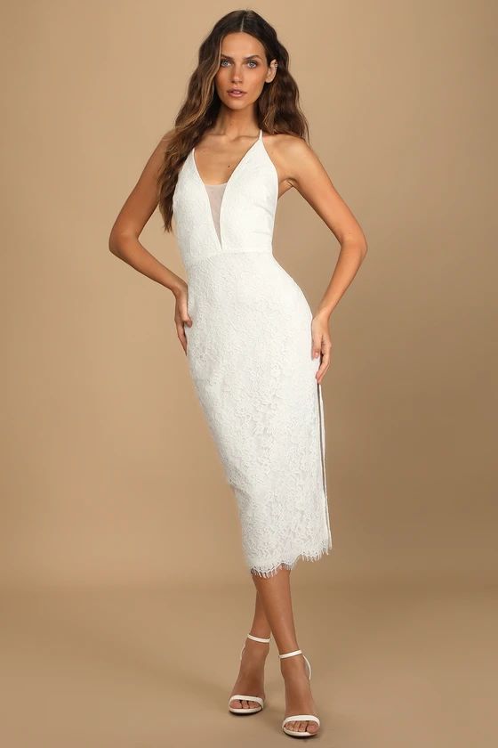 Romantic Message White Lace Sleeveless Midi Dress | Lulus (US)