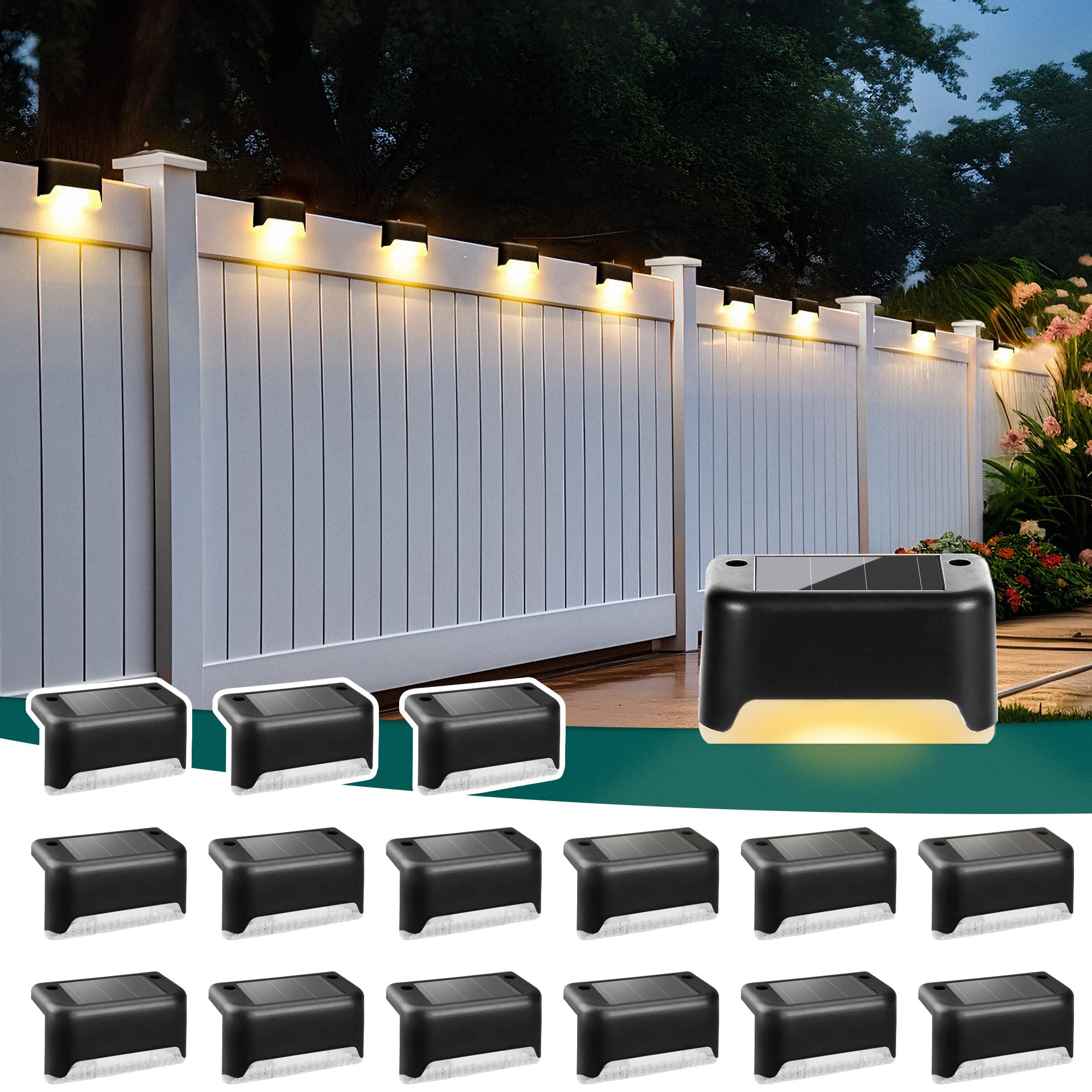 SOLPEX Solar Deck Lights 16 Pack, Outdoor Step Lights Waterproof Led for Stairs, Fence, Yard, Pat... | Amazon (US)