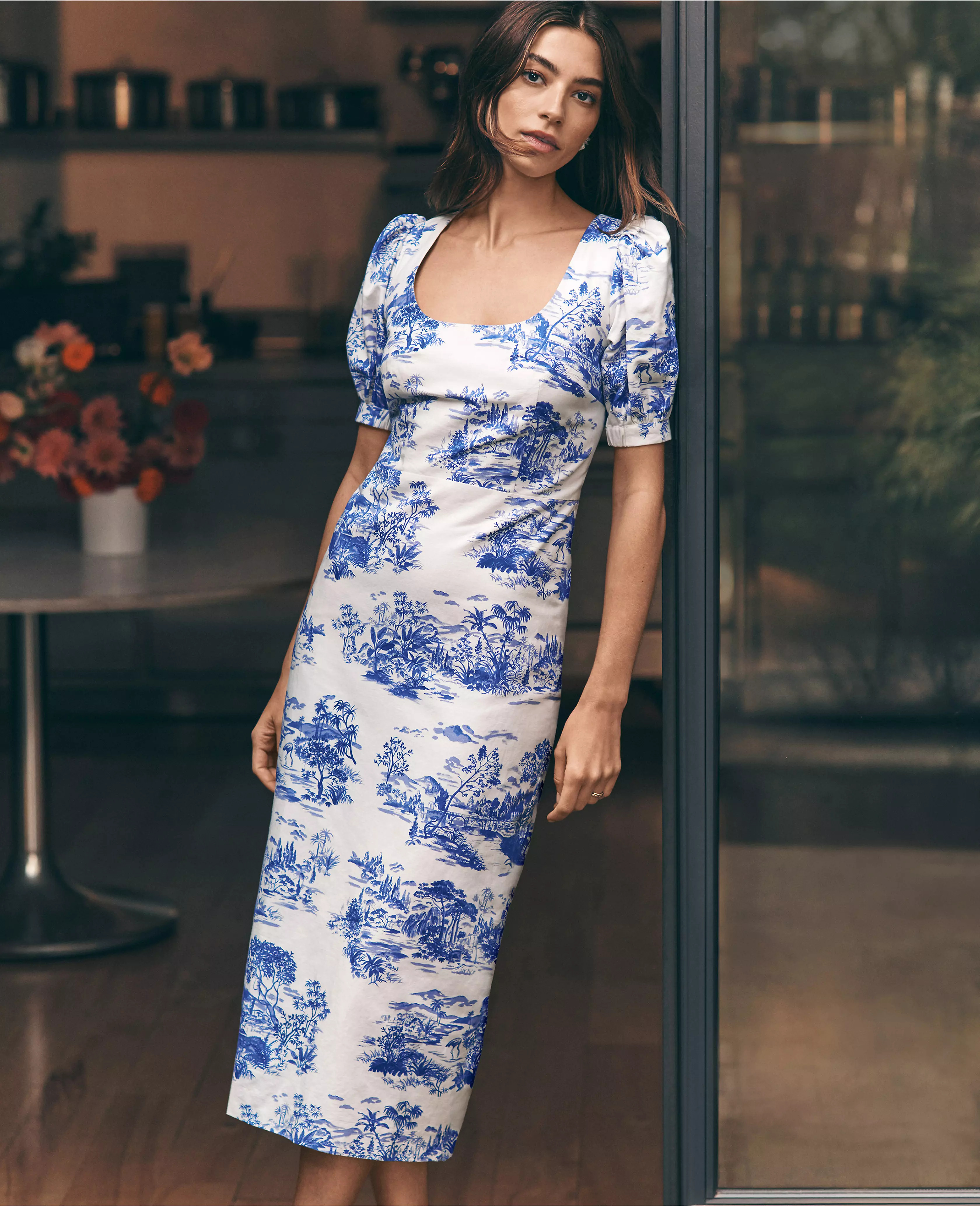 Toile Puff Sleeve Scoop Neck Sheath Dress | Ann Taylor (US)