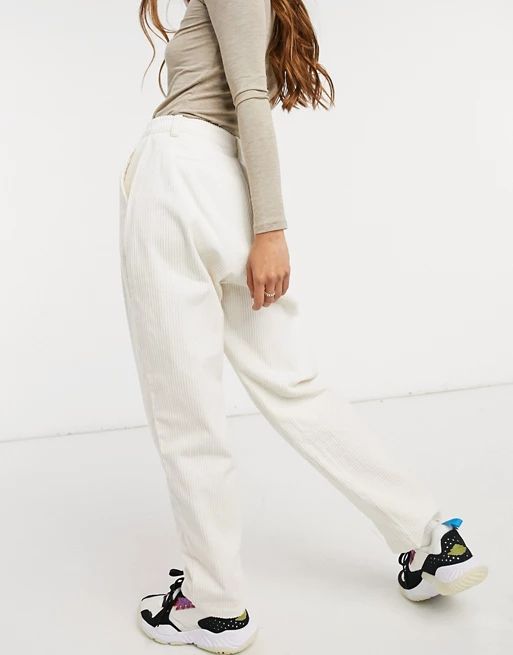 Native Youth relaxed pants in cream wide rib | ASOS (Global)
