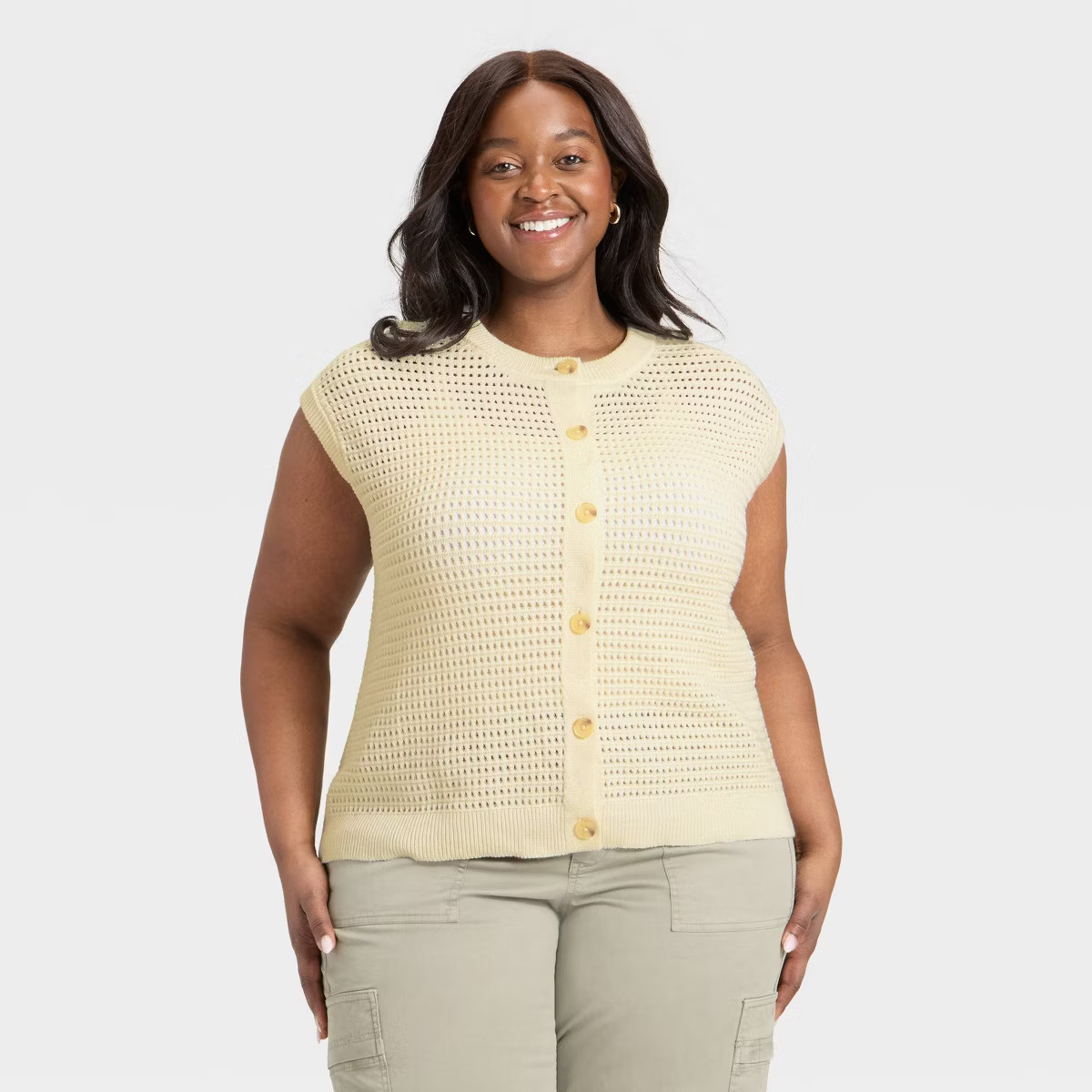Women's Pointelle Sweater Vest - Universal Thread™ Cream 3X | Target