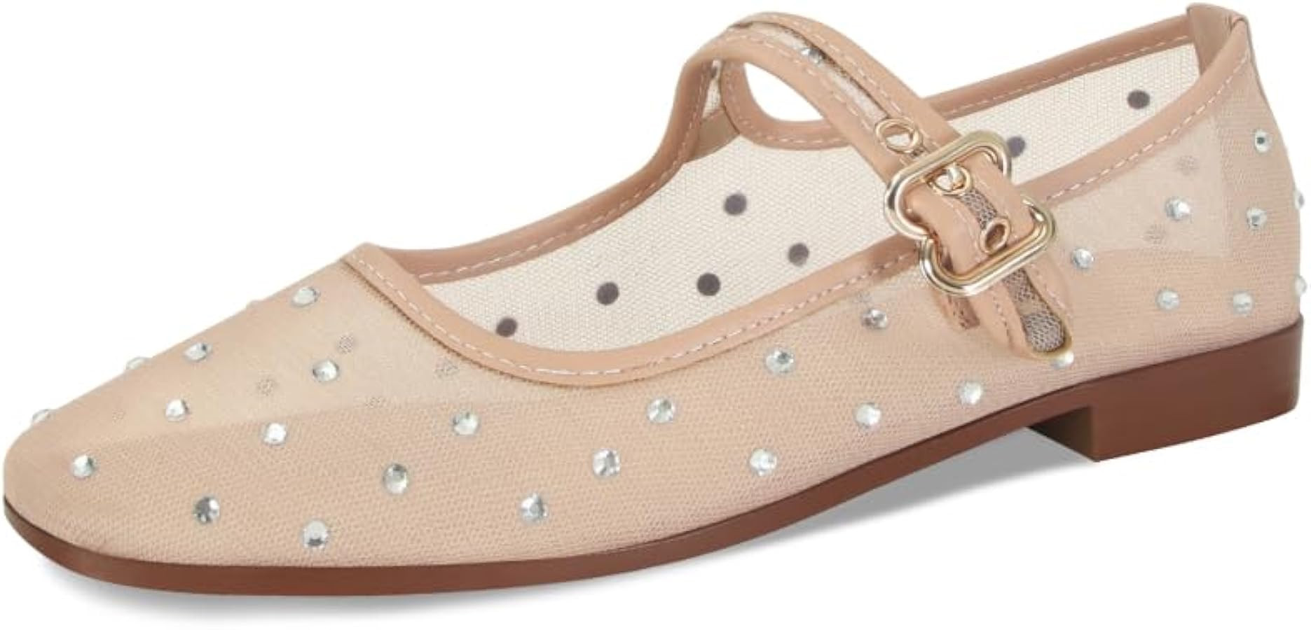 DOEYG Mesh Ballet Flats Shoes for Women Leopard Animal Print Mary Jane Flats Shoes Square Toe Dre... | Amazon (US)