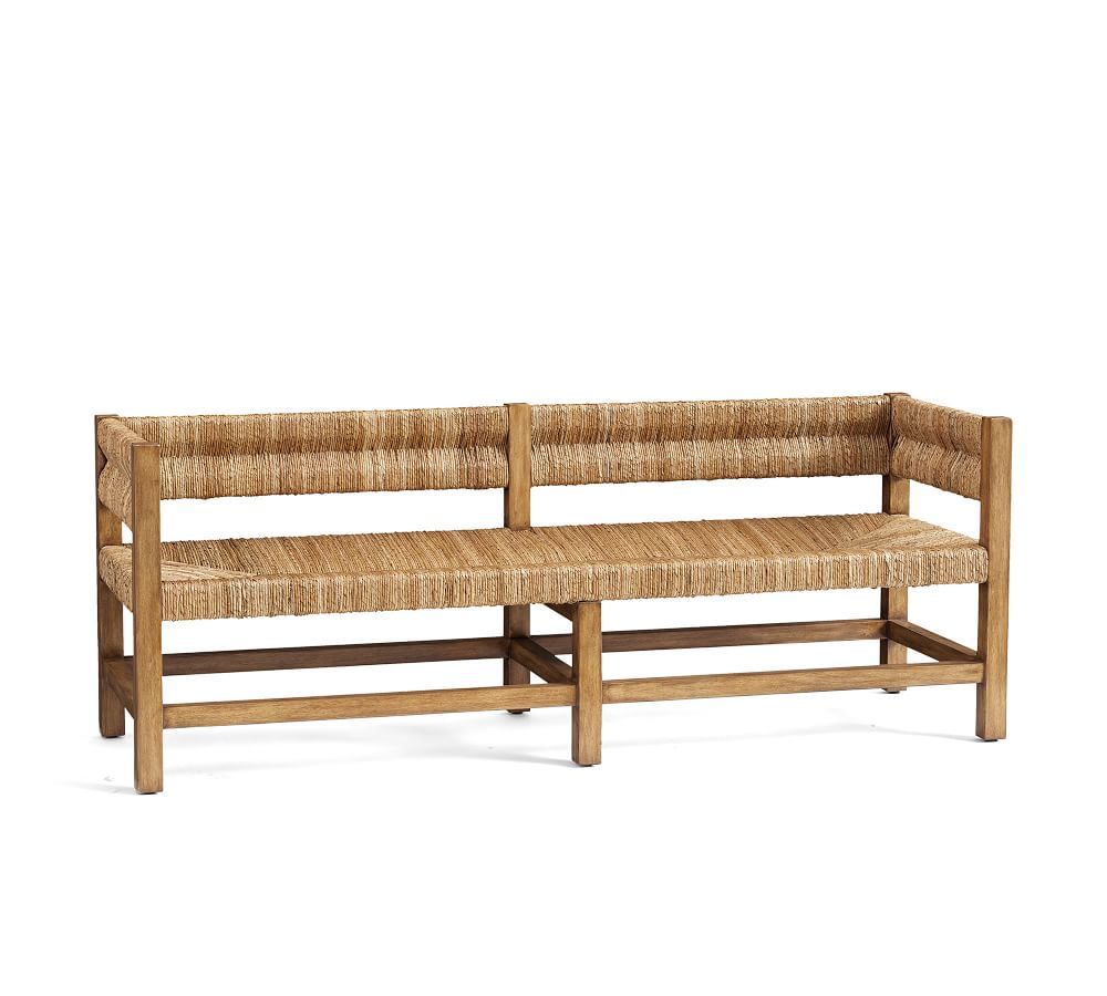 Malibu Woven Bench, Honey, 64&amp;quot;L | Pottery Barn (US)