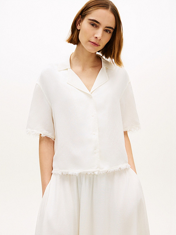 Relaxed Fit Frayed Linen Blend Shirt | Tommy Hilfiger UK