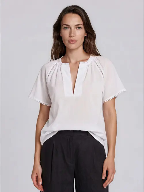Masai Copenhagen Mabriselle V-Neck Top in White at Nordstrom, Size X-Small | Nordstrom
