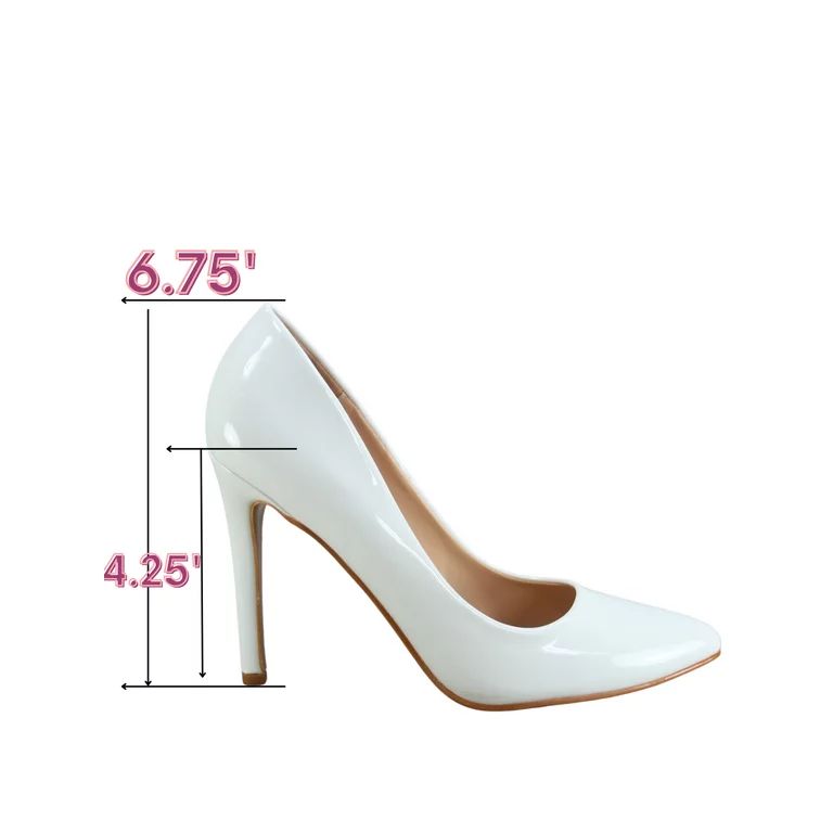Women's Classic Multi Color Slip On Stiletto Heels Dress Casual Patent High Heel Pumps ( White, 8... | Walmart (US)