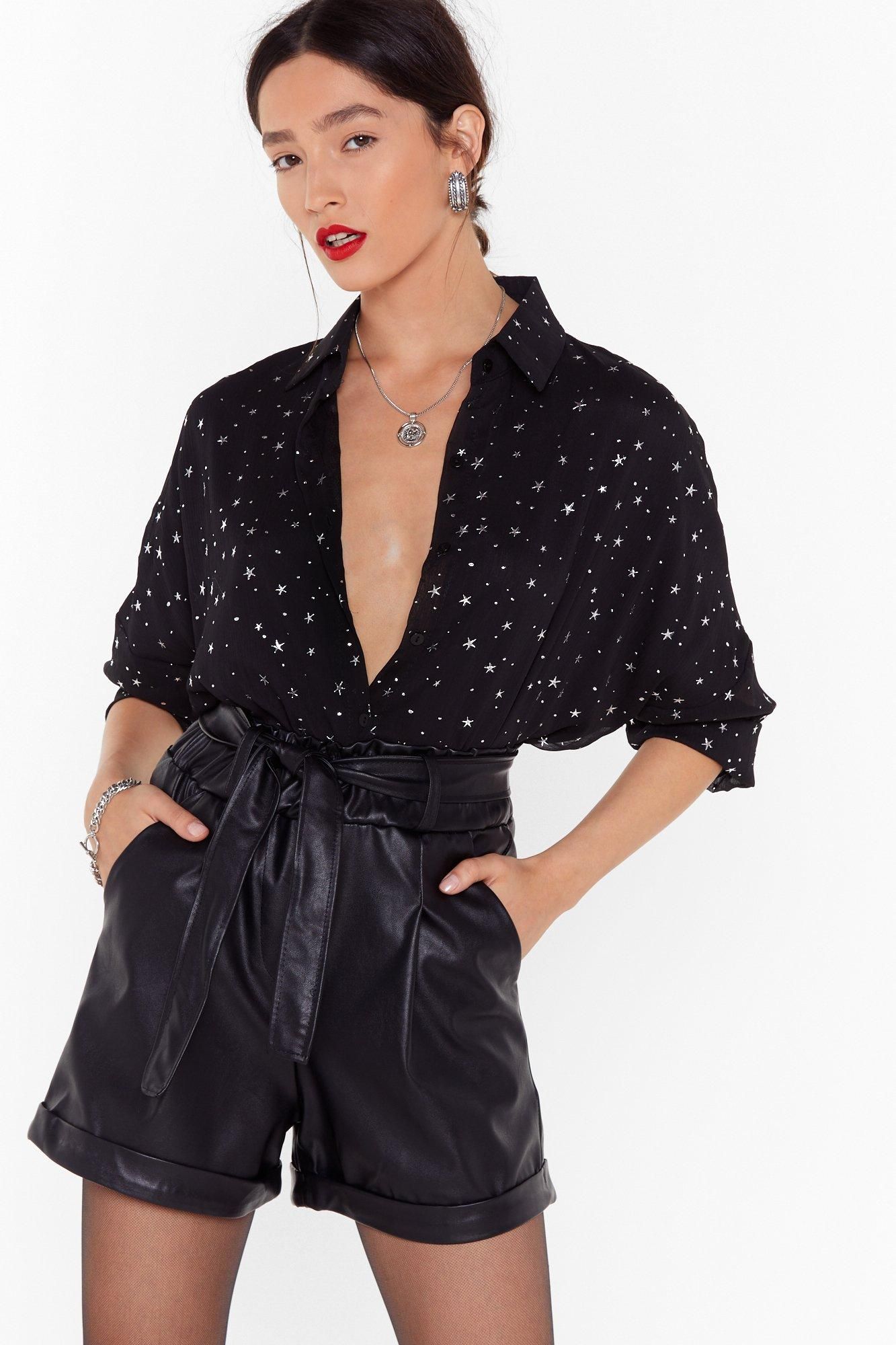 Tie Stop Now Faux Leather Paperbag Shorts | NastyGal (US & CA)