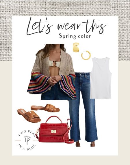 Crochet sweater cardigan. Spring style. Style idea. What to wear. 

#LTKSeasonal #LTKitbag #LTKshoecrush