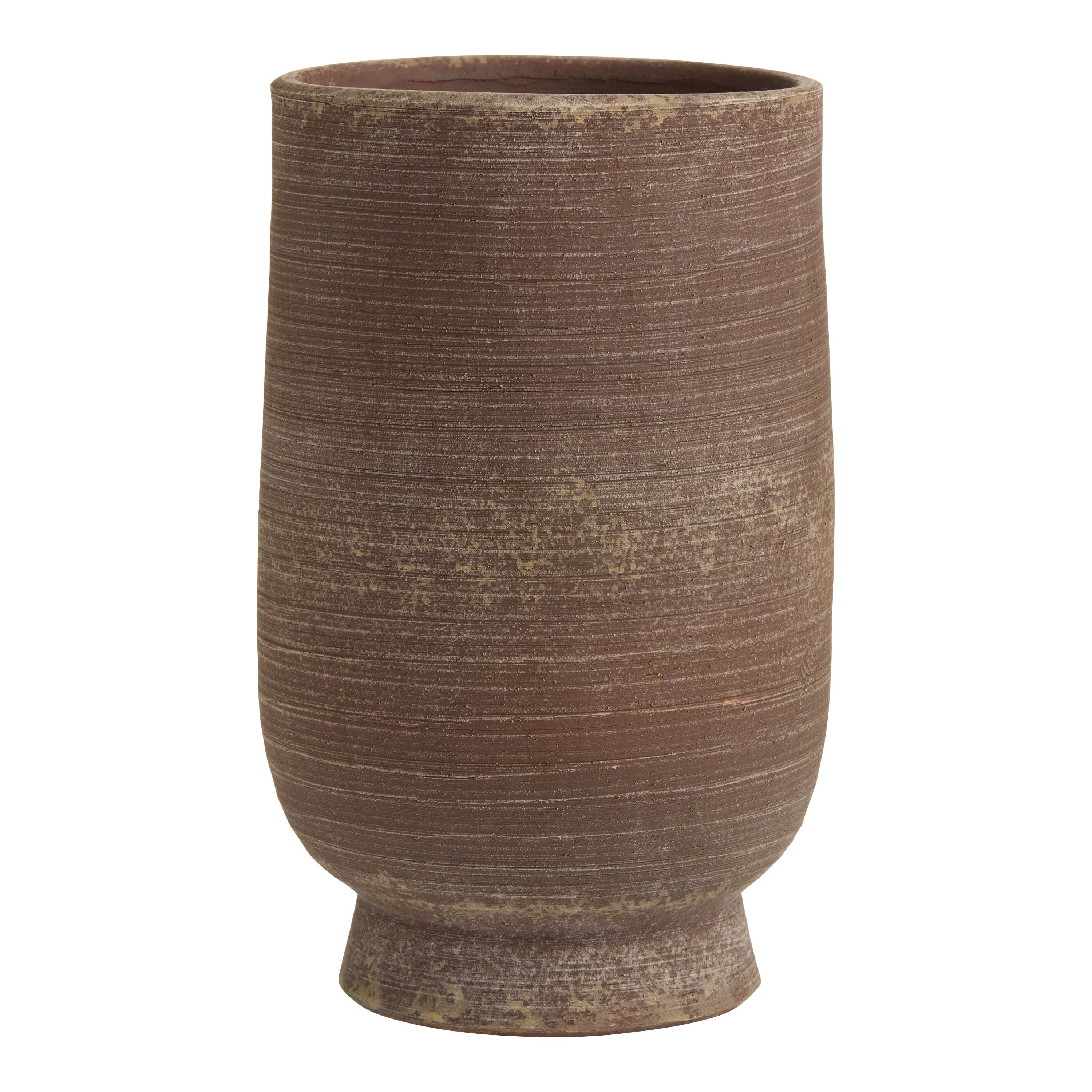 Burgundy Washed Terracotta Footed Vase | World Market