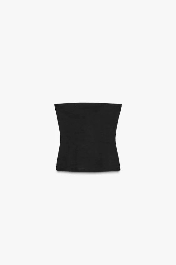 STRAPLESS TOP Black White GREEN | Zara US