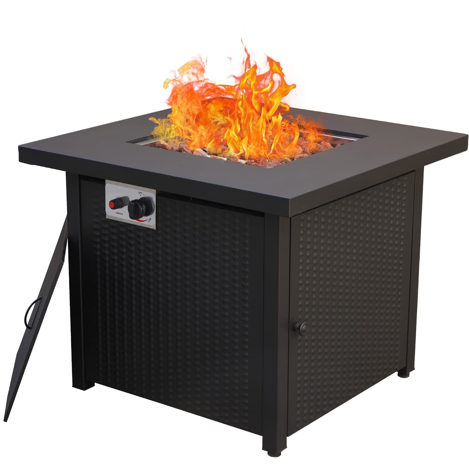 Grand Patio Outdoor Gas Fire Pit Table, 30 Inch Square Patio Propane Gas Fire Pit Table with Metal T | Amazon (US)