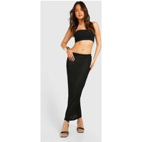 boohoo Women's Textured Jersey Low Rise Maxi Skirt in Black | Size: 12 | Knitted | boohoo (US & Canada)