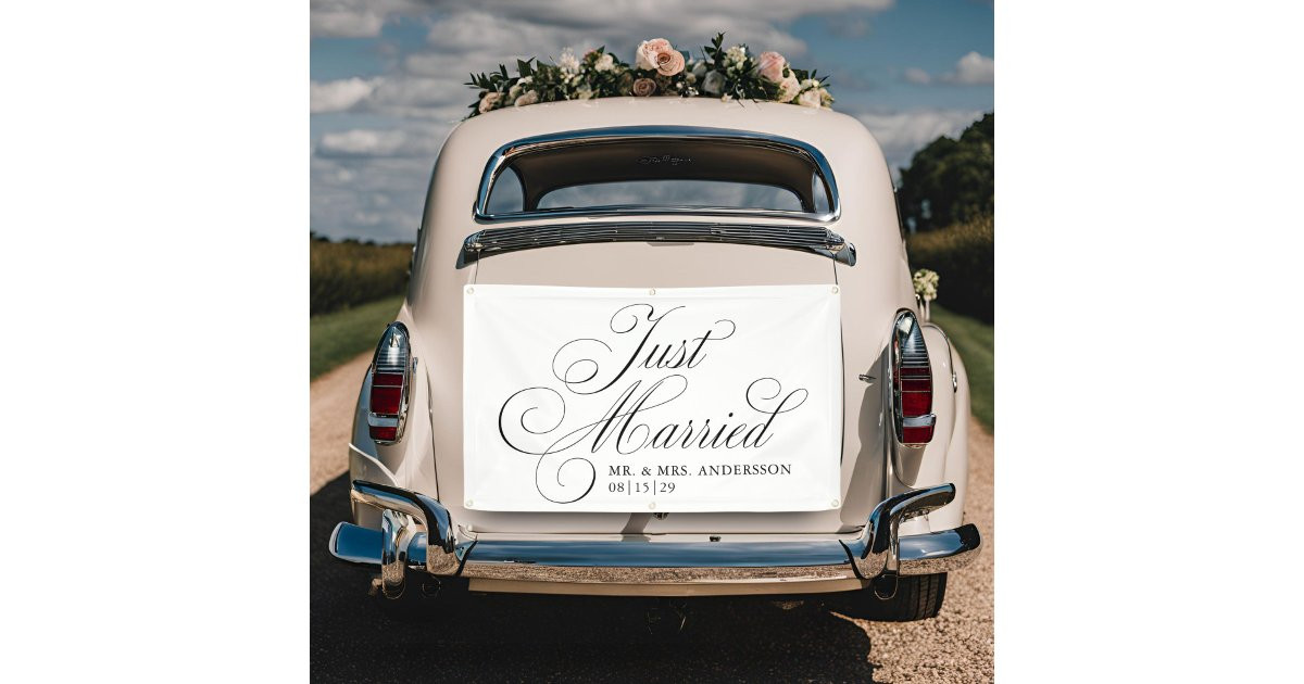 Fancy Script 4 Just Married Car Banner | Zazzle | Zazzle