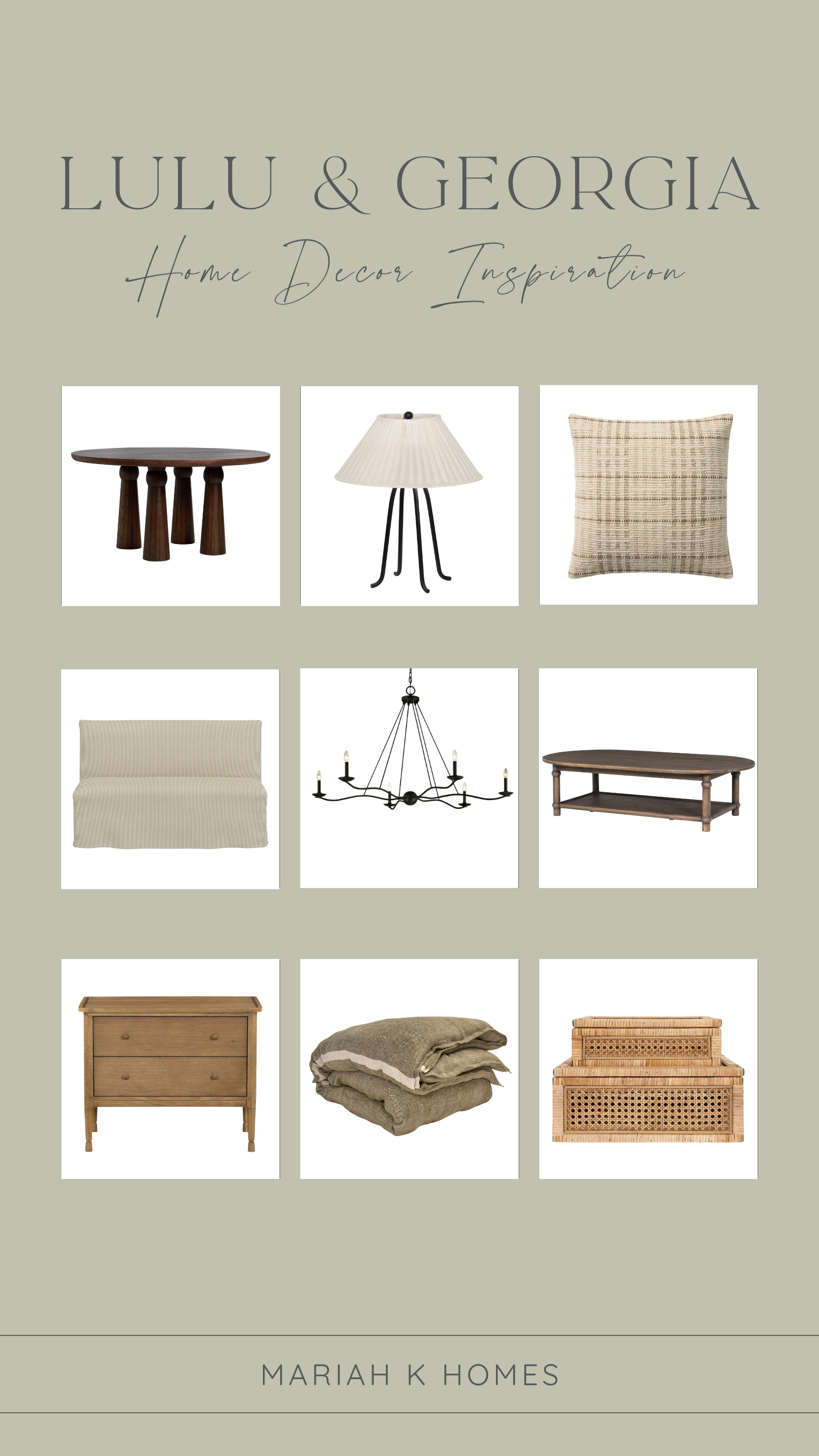 Lulu & Georgia is here! So many beautiful pieces to love, from nightstands and statement lighting to dining tables, sofas, lamps, blankets, and home decor. If you’re looking for elevated pieces that add personality while still feeling timeless, this is a collection you’ll want to browse! #LuluAndGeorgia #LuluAndGeorgiaFinds #HomeDecor #HomeDecorInspiration #InteriorDesign #FurnitureInspiration #mariahkoehle #mariahkhomes #socialagentcircle #expluxury #exprealty 

 #LTKHome #LTKSaleAlert