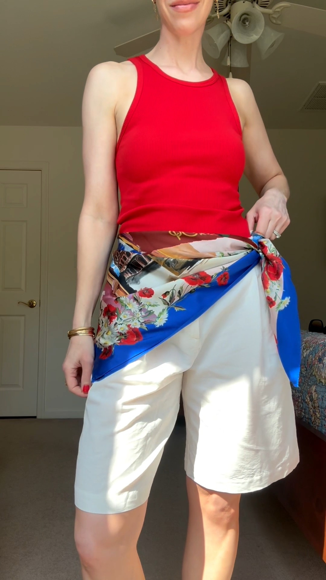 3 summer outfits featuring the same red tank and white linen bermuda shorts - accessories change everything!

#LTKTravel #LTKSeasonal #LTKgrwm