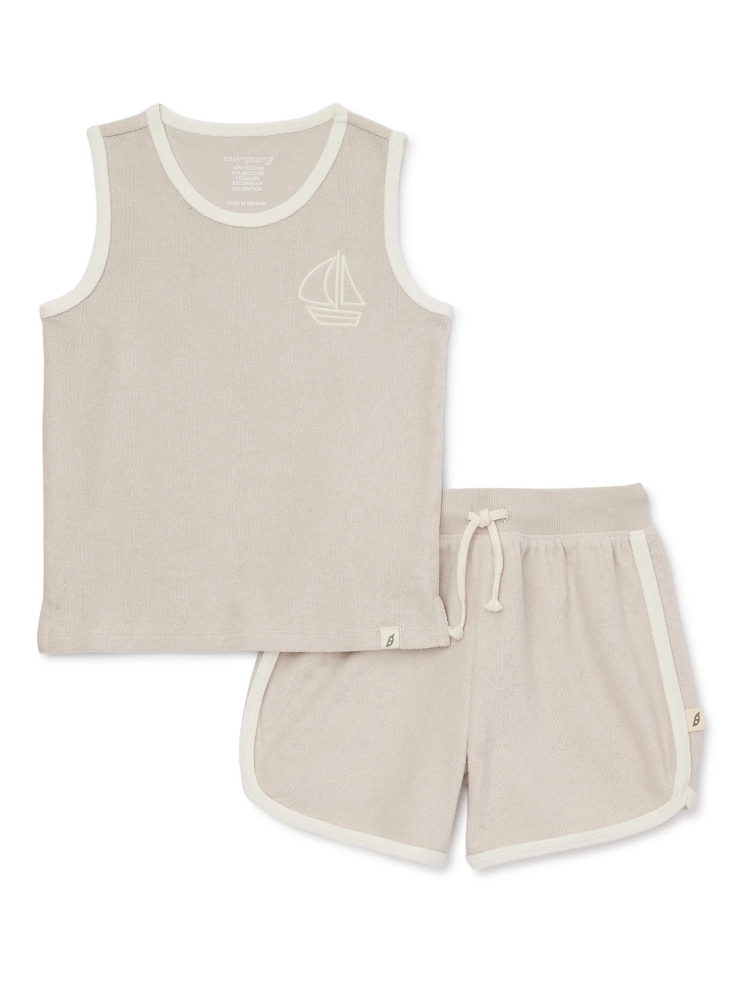 easy-peasy Baby and Toddler Boy Terry Cloth Tank Top and Shorts Outfit Set, 2-Piece, Sizes 12M-5T | Walmart (US)