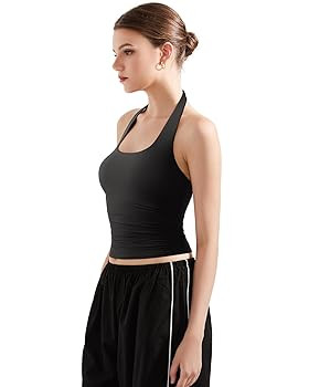 SUUKSESS Women Halter Tank Tops Double Lined Backless Y2K Trendy Going Out Tops | Amazon (US)