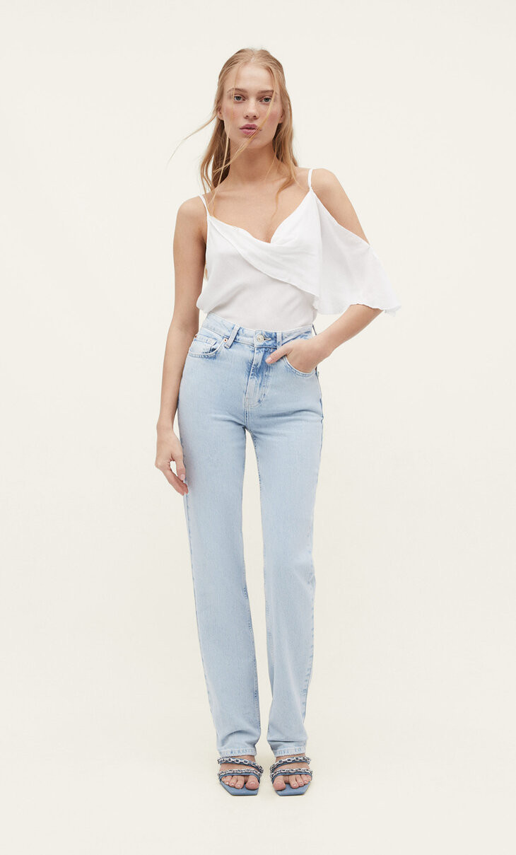 Straight vintage jeans - Women's fashion | Stradivarius United Kingdom | Stradivarius (UK)