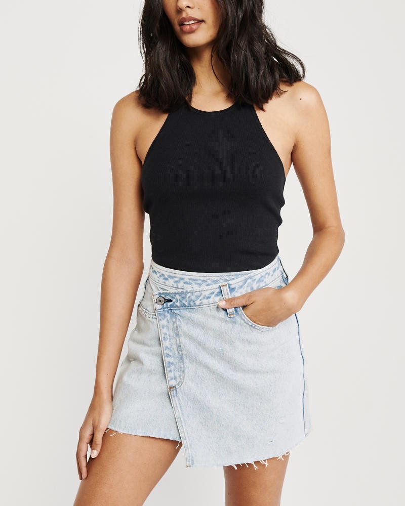 Wrap-Front Denim Mini Skirt | Abercrombie & Fitch US & UK