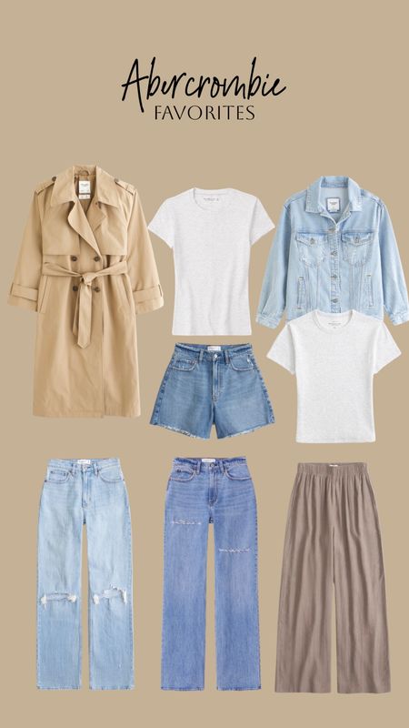 Abercrombie favorites!!! Trench coat! Baby tee- dad shorts- neutral style- casual style- basics- outfit inspo- the best denim jacket use code AFTIA for extra 15% off 

#LTKfindsunder50 #LTKstyletip #LTKsalealert