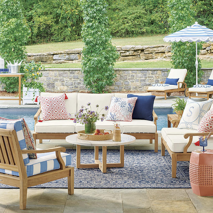 Cassara Sofa with Cushions in Natural Finish | Frontgate | Frontgate