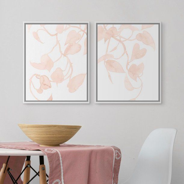 My Texas House Blush Vine Watercolor Botanical Canvas Set of 2, 24" x 30" | Walmart (US)