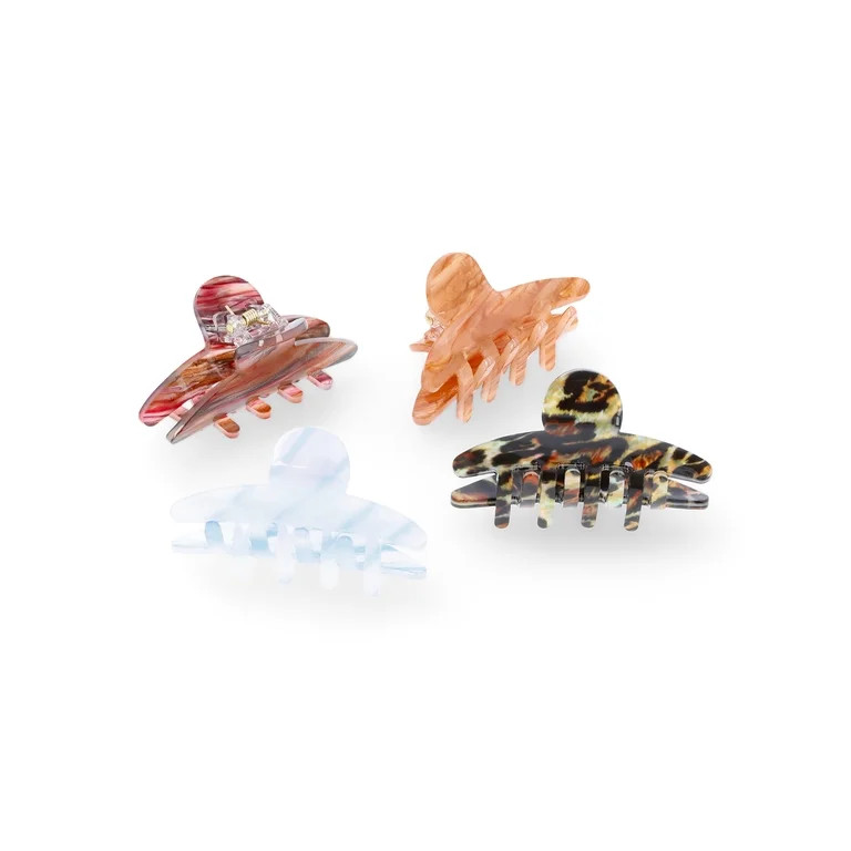 Time and Tru Women’s Hair Claw Clips, 4-Pack | Walmart (US)