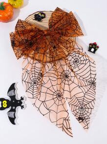 1pc Women Large Hair Bow Clip,Fabric Hair Bows , Spider Webs & Skulls Printing Hairpin Hair Acce... | SHEIN