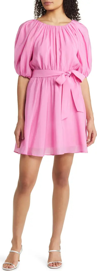 FLORET STUDIOS Puff Sleeve Open Back Minidress | Nordstrom | Nordstrom