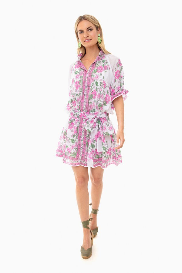 Pink Rose Border Blouson Dress | Juliet Dunn | Tuckernuck (US)