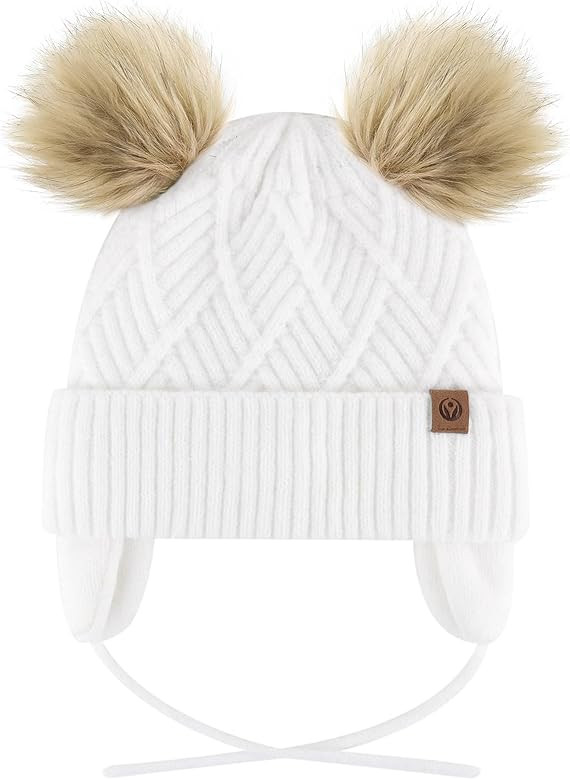 Cozy Toddler Winter Hat with Earflap, Fleece Lining, Pom Pom for Girls, Boys - Soft Baby Toddler ... | Amazon (US)